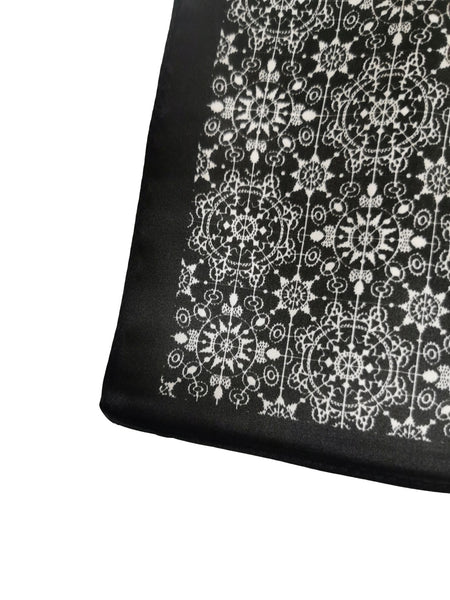 Silk Neckerchief Small Square Silk Scarf Black and White XFJ265