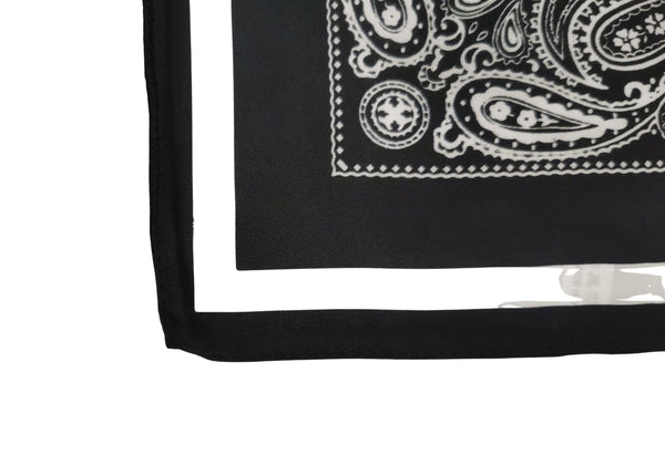 Silk Neckerchief Small Square Silk Scarf Black and White XFJ266