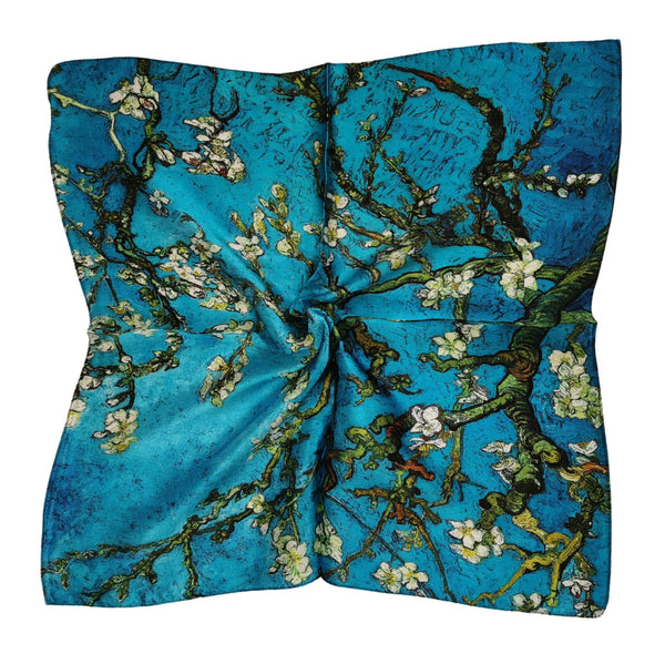 Silk Neckerchief Small Square Silk Scarf Almond Blossom by Van Gogh XFJ421