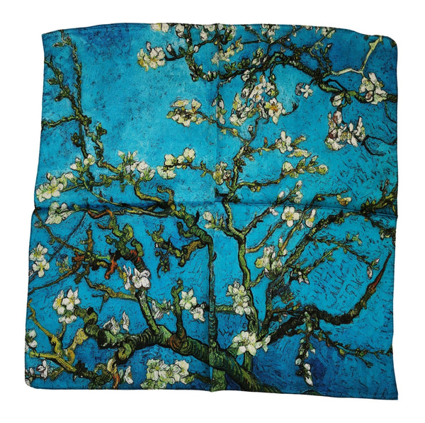 Silk Neckerchief Small Square Silk Scarf Almond Blossom by Van Gogh XFJ421