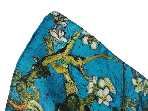Silk Neckerchief Small Square Silk Scarf Almond Blossom by Van Gogh XFJ421