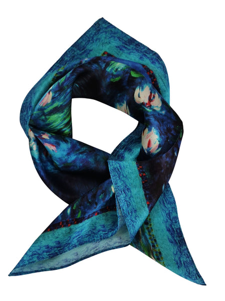 Silk Neckerchief Small Square Silk Scarf Water Lilies by Monet XFJ422