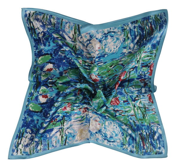 Silk Neckerchief Small Square Silk Scarf Water Lilies by Monet XFJ423