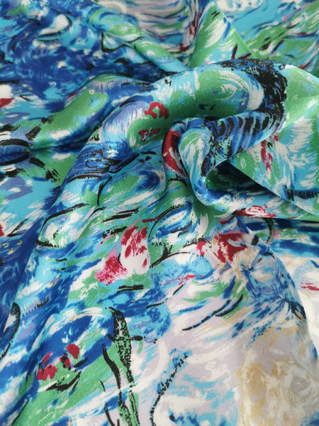 Silk Neckerchief Small Square Silk Scarf Water Lilies by Monet XFJ423
