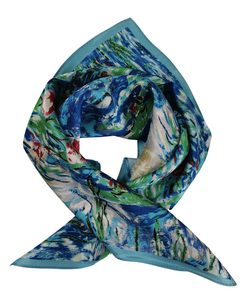 Silk Neckerchief Small Square Silk Scarf Water Lilies by Monet XFJ423
