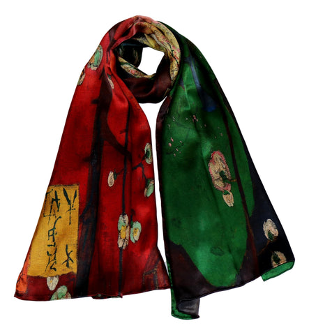 Long Charmeuse Silk Scarf with Classic Painting LZD120