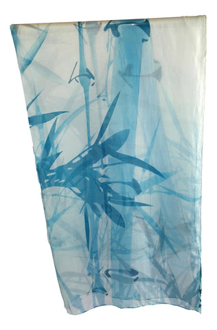 Extra Wide High Quality Silk Chiffon Scarf Blue Theme Bamboo Print SCH525
