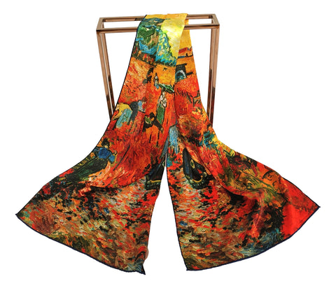 Long Charmeuse Silk Scarf Classic Painting LZD131
