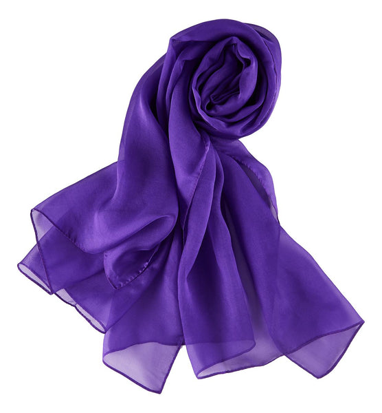 Long Silk Chiffon Scarf Solid Purple Color SQL209 – Yangtze Store