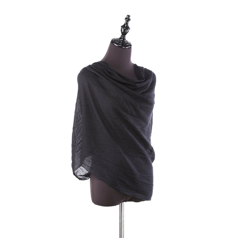 Yangtze Store 100% Wool Scarf Solid Plain Color Black WO2101