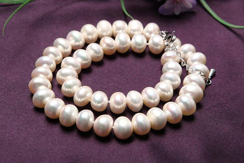 Yangtze Store 11-12 mm Freshwater Knotted Pearl Necklace White PN104