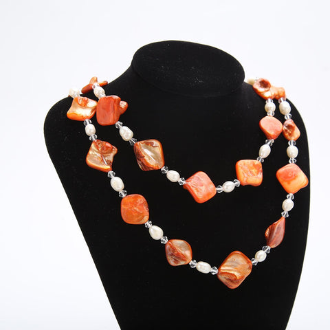 Yangtze Store 48" Endless Necklace Freshwater Pearl with Shell PN221