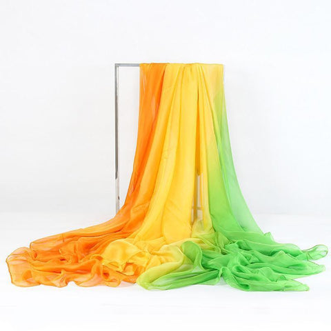 Yangtze Store Extra Long Extra Wide Chiffon Scarf Beach Scarf Green and Yellow CHD311