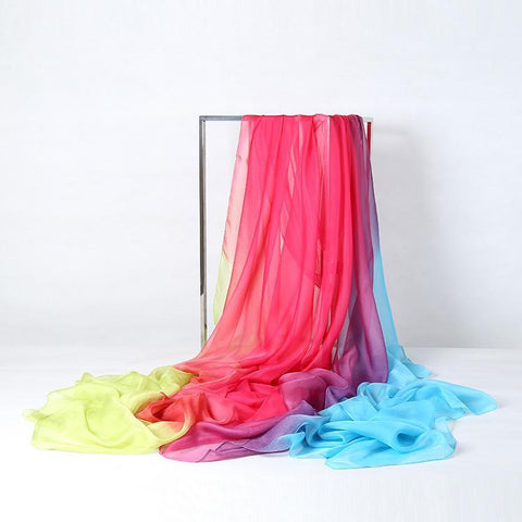 Yangtze Store Extra Long Extra Wide Chiffon Scarf Beach Scarf Pink Purple and Blue CHD308