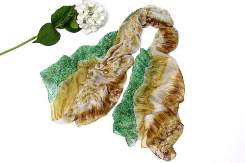 Yangtze Store Extra Long Extra Wide Chiffon Scarf/Shawl Green and Yellow Floral Print CHD203