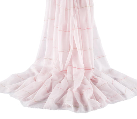 Extra Wide 100% Cashmere Scarf & Wrap Pink Theme Stripes Print CSH253