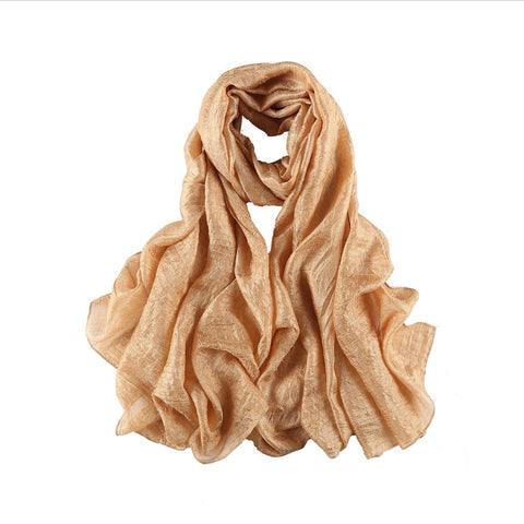 Yangtze Store Extra Wide Flax Feel Scarf Solid Gold Color FLX001