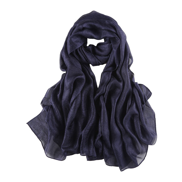 Extra Wide Flax Feel Scarf Solid Navy Color FLX005 – Yangtze Store