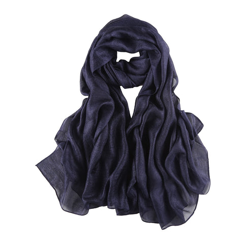 Yangtze Store Extra Wide Flax Feel Scarf Solid Navy Color FLX005