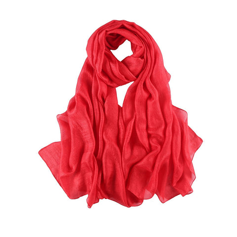 Yangtze Store Extra Wide Flax Feel Scarf Solid Red Color FLX007