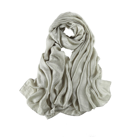 Yangtze Store Extra Wide Flax Feel Scarf Solid Silver Color FLX002