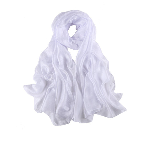 Yangtze Store Extra Wide Flax Feel Scarf Solid White Color FLX003