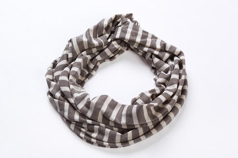 Yangtze Store Infinity Loop Cotton and Viscose Scarf Brown Color Stripes Print LOOP003