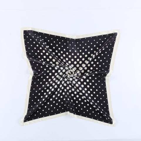 Yangtze Store Large Square Silk Scarf 36x36" (90x90cm) Black Theme Polka Dot Print SZD062