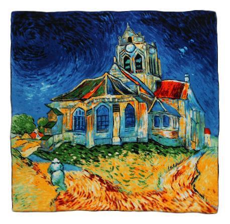Yangtze Store Large Square Silk Scarf 36x36" (90x90cm) Blue and Yellow Theme Classic Painting SZD012