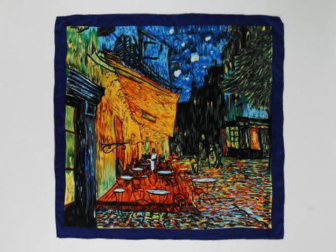 Yangtze Store Large Square Silk Scarf 36x36" (90x90cm) Blue Theme Classic Painting SZD008