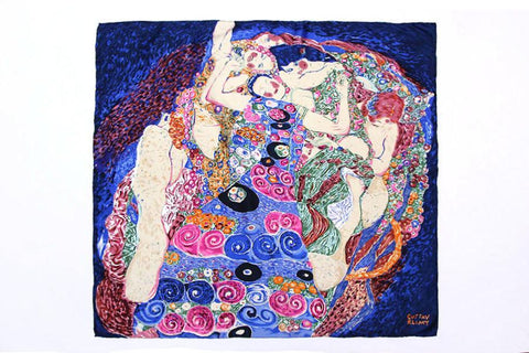 Yangtze Store Large Square Silk Scarf 36x36" (90x90cm) Blue Theme Classic Painting SZD033