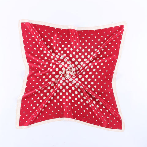 Yangtze Store Large Square Silk Scarf 36x36" (90x90cm) Red Theme Polka Dot Print SZD061