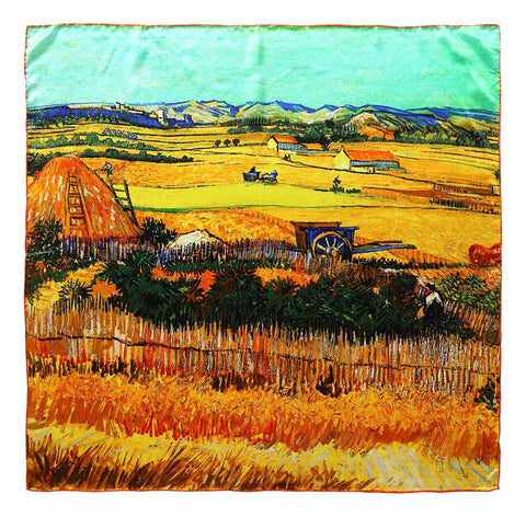 Yangtze Store Large Square Silk Scarf Classic Painting Farm Scenery SZD076