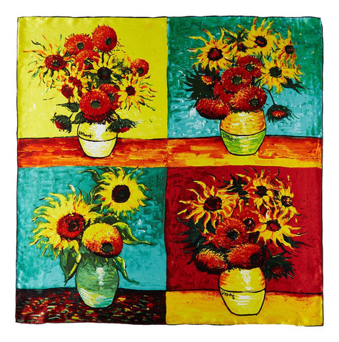 Large Square Silk Scarf Classic Painting Sunflowers by Van Gogh SZD213