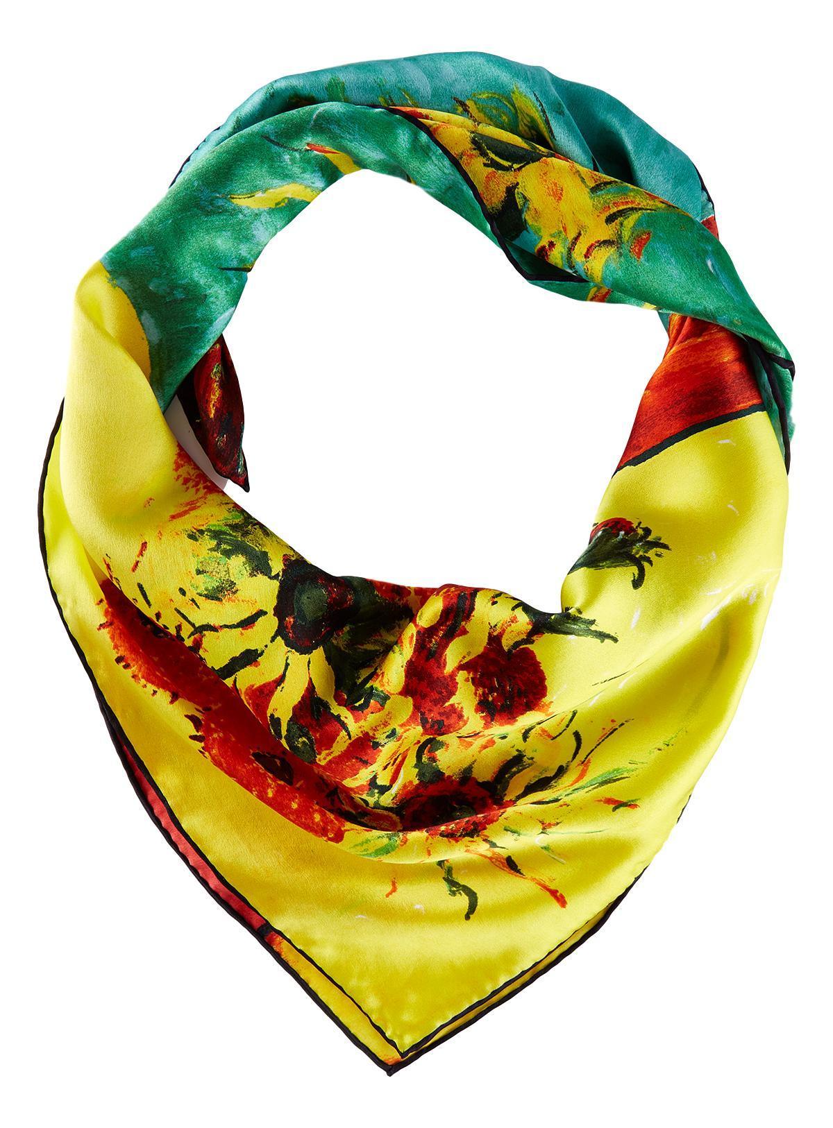 Large Square Silk Scarf Classic Painting Sunflowers by Van