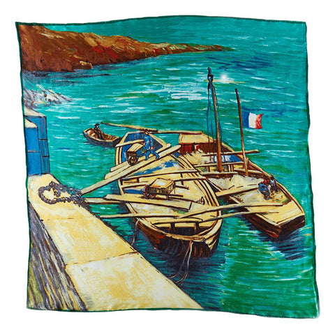 Large Square Silk Scarf Classic Painting The Boat SZD211