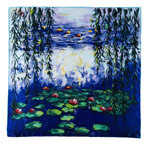 Large Square Silk Scarf Classic Painting Waterlilies by Monet SZD214