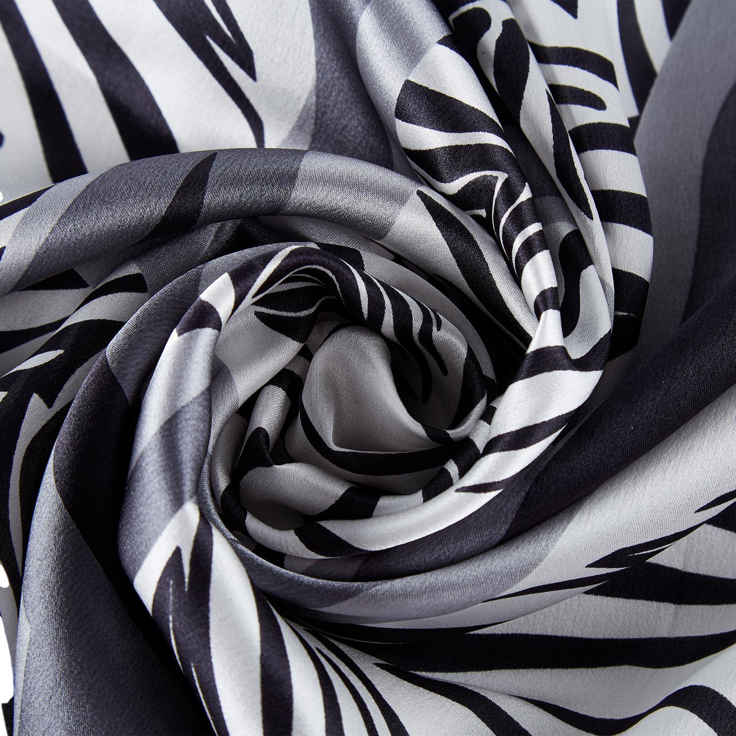 Large Square Silk Scarf Grey and Red Zebra Print SZD093 – Yangtze