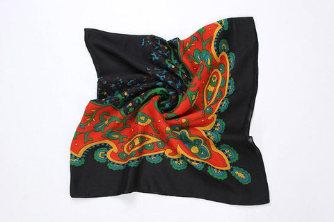 Yangtze Store Large Square Viscose Scarf/Shawl Black and Red COT502