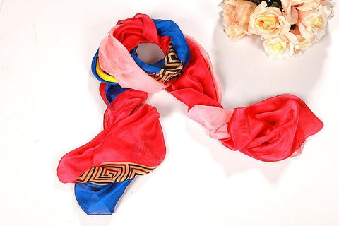 Yangtze Store Long Chiffon Scarf Blue and Red CHL104