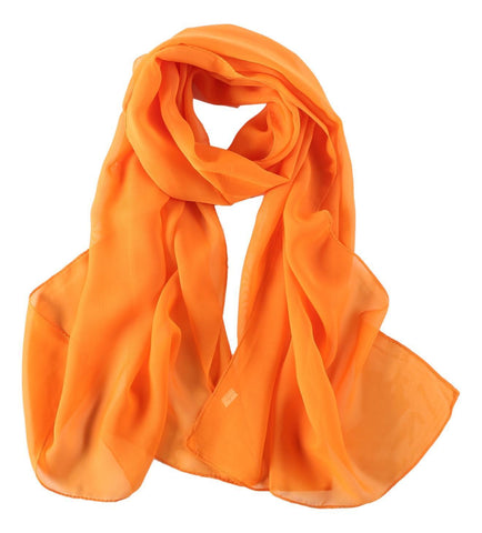 Yangtze Store Long Chiffon Scarf Solid Orange Color CHL403