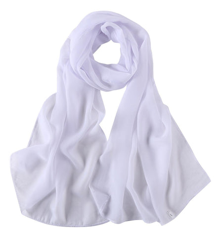 Yangtze Store Long Chiffon Scarf Solid White Color CHL401