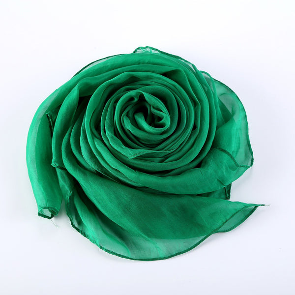 Yangtze Store Long Chiffon Silk Scarf Solid Green Color SQL006