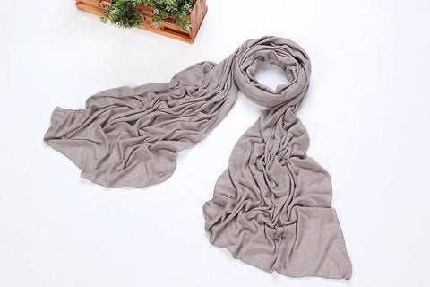 Yangtze Store Long Cotton and Viscose Scarf Plain Silver Color COT104