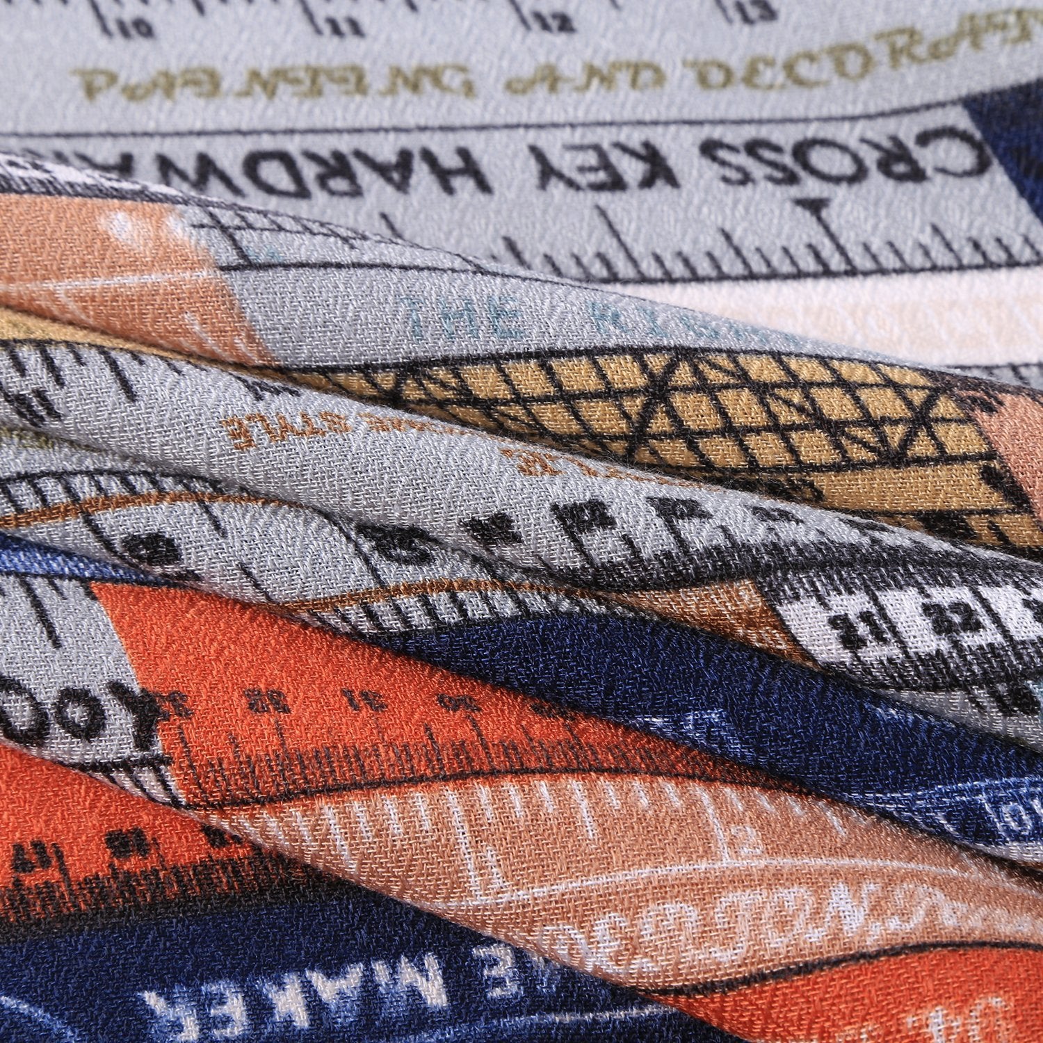 Scarf Collection Ruler Long Cotton Scarf Beige Theme Rulers Print COT901 – Yangtze Store