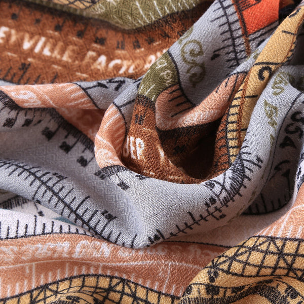 Scarf Collection Ruler Long Cotton Scarf Beige Theme Rulers Print COT901 – Yangtze Store