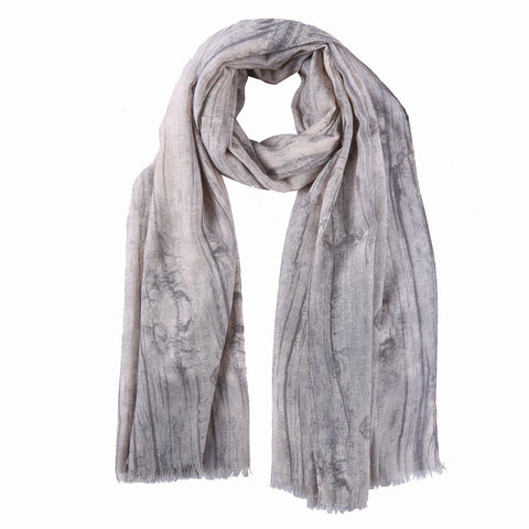 Yangtze Store Long Cotton Scarf Gray Theme Abstract Print COT806