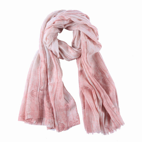 Yangtze Store Long Cotton Scarf Pink Theme Abstract Print COT807