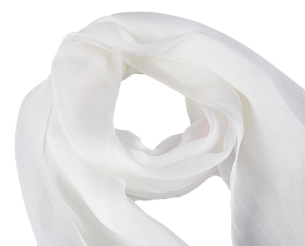 Long Silk Chiffon Scarf Solid White Color SQL201 – Yangtze Store