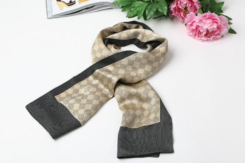 Yangtze Store Long Silk Satin Scarf for Men Grey SFM012